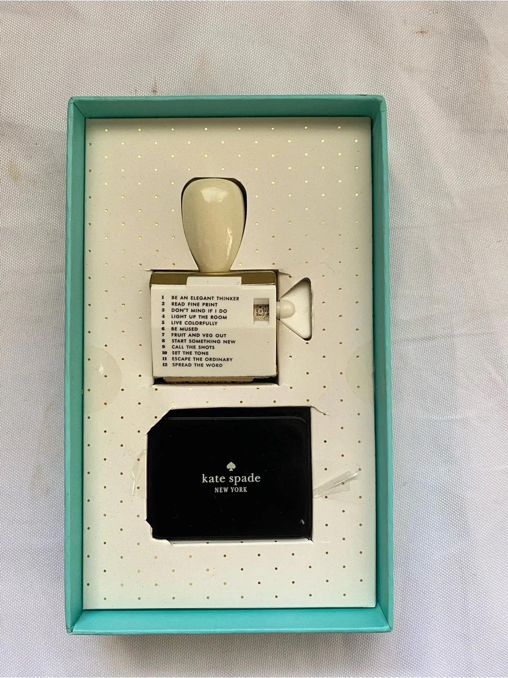 kate spade Green and Black Gift Set - Rotating Stamp with Pad